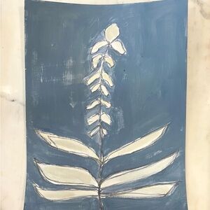 Abstract Blue and White Botanical Art Painting